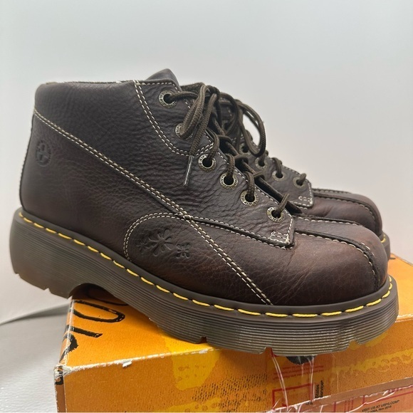 Dr. Martens Flower Vintage Platform Brown Boots W10 - Picture 1 of 8